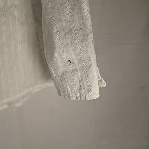 JH Collectibles Petite White Blouse Button-up Shirt V-neck 3/4 Sleeves Peasant M - Picture 6 of 12